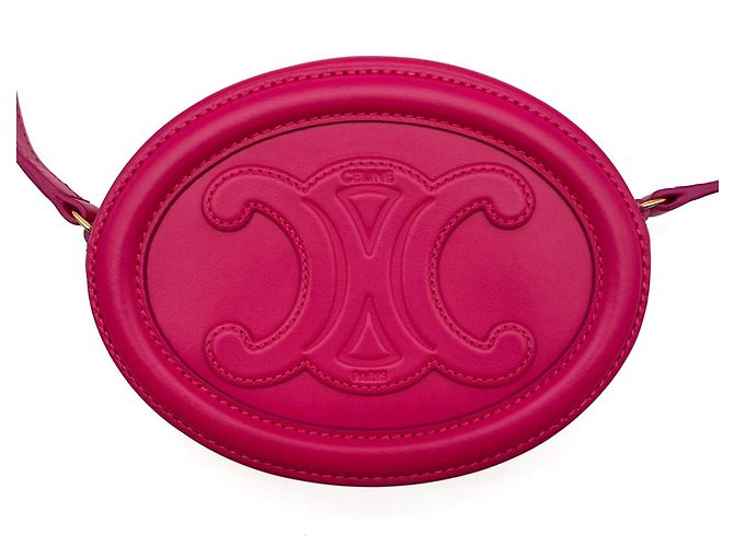 Céline Borsa a Spalla Celine Oval Purse Cuile Triomphe Rosa - vista 3