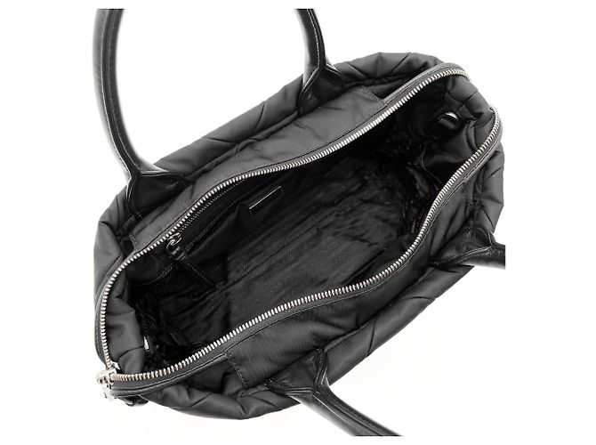 Borsa Tote in Re-Nylon Imbottito Prada Nero - vista 6