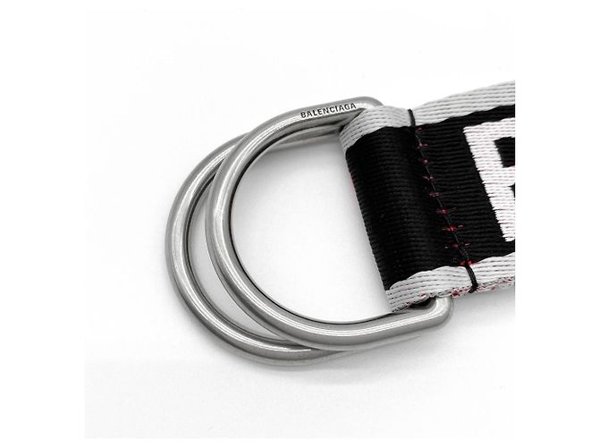 Balenciaga Gürtel mit Webband und D-Ring Schwarz Weiß Rot - Ansicht 2