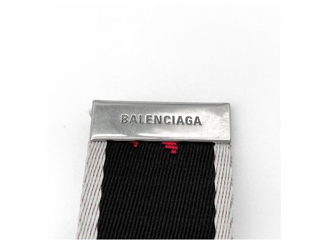 Balenciaga Gürtel mit Webband und D-Ring Schwarz Weiß Rot - Ansicht 4