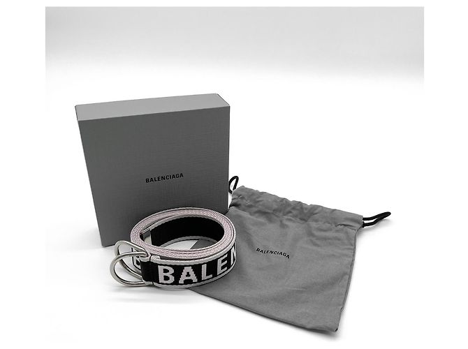Balenciaga Gürtel mit Webband und D-Ring Schwarz Weiß Rot - Ansicht 5