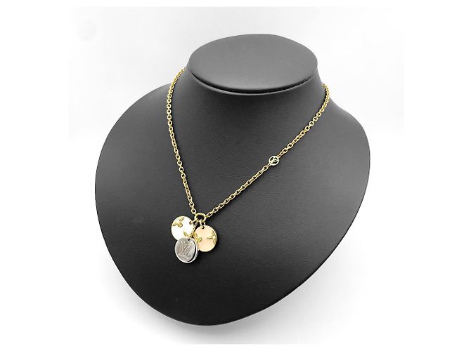 Collana Louis Vuitton Miss LV Monogram Flower Logo Rosa Bianco D'oro - vista 10
