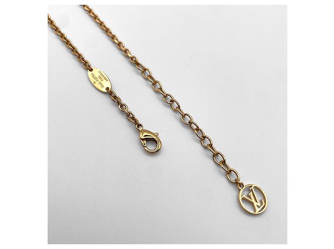 Collana Louis Vuitton Miss LV Monogram Flower Logo Rosa Bianco D'oro - vista 5