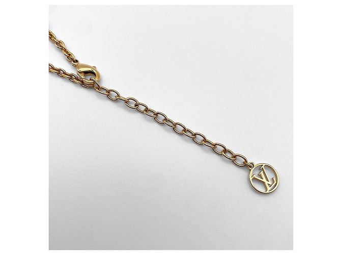 Collana Louis Vuitton Miss LV Monogram Flower Logo Rosa Bianco D'oro - vista 9
