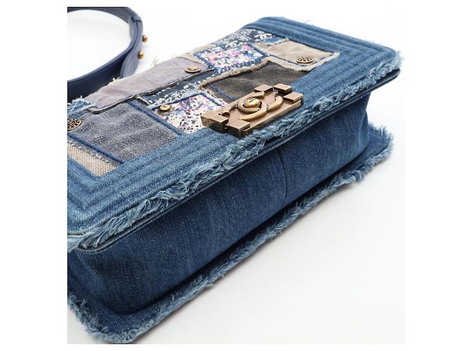 Chanel Boy Patchwork Schultertasche Blau - Ansicht 10