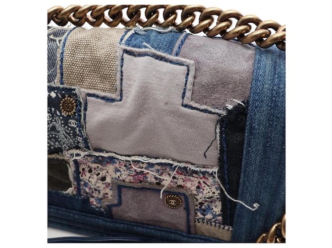 Chanel Boy Patchwork Schultertasche Blau - Ansicht 11