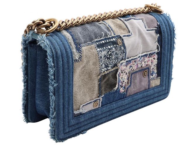 Chanel Boy Patchwork Schultertasche Blau - Ansicht 2