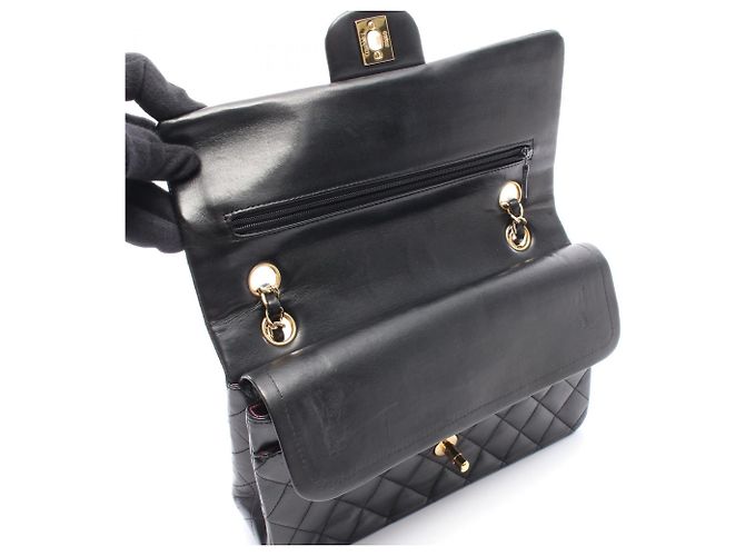 Borsa a Spalla Chanel Matelassé Double Flap Nero - vista 7
