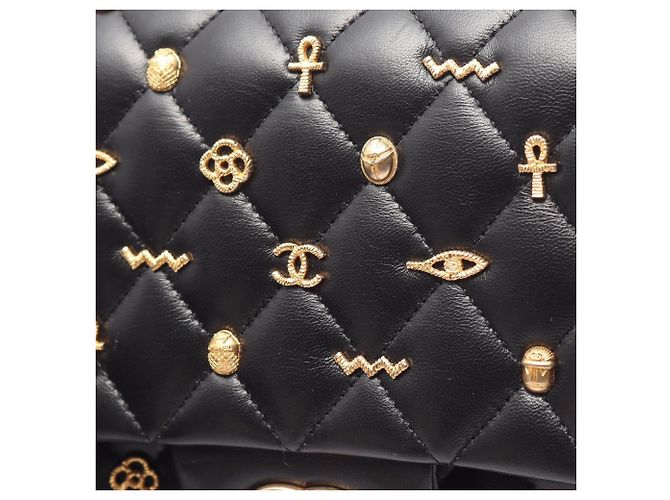 Borsa a Spalla Chanel Matelassé Egyptian Charm Double Flap Nero - vista 11
