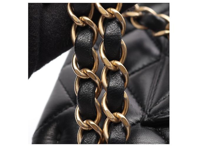 Borsa a Spalla Chanel Matelassé Egyptian Charm Double Flap Nero - vista 12
