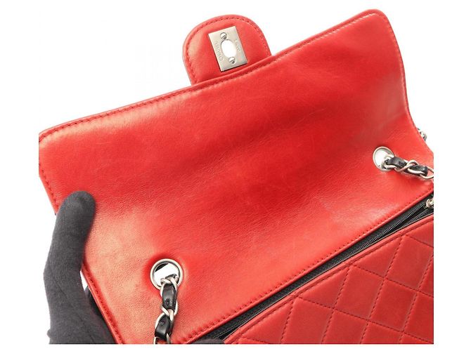 Chanel Matelassé Schultertasche Bicolor Schwarz Rot - Ansicht 7