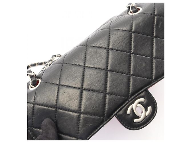 Chanel Matelassé Schultertasche Bicolor Schwarz Rot - Ansicht 8