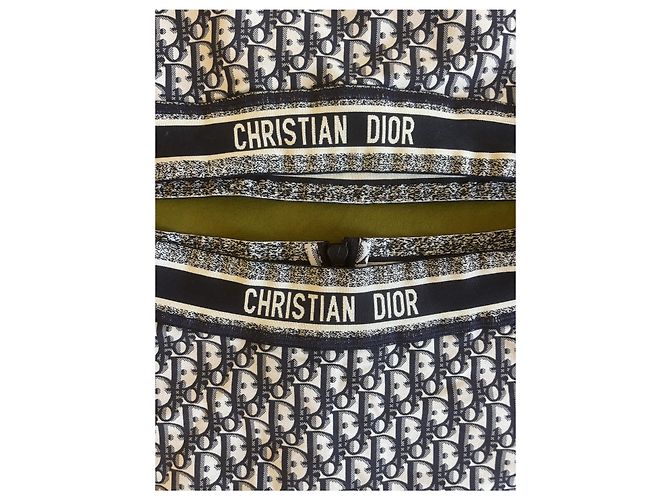 Conjunto Bikini Christian Dior Oblique Blanco Azul oscuro - vista 3