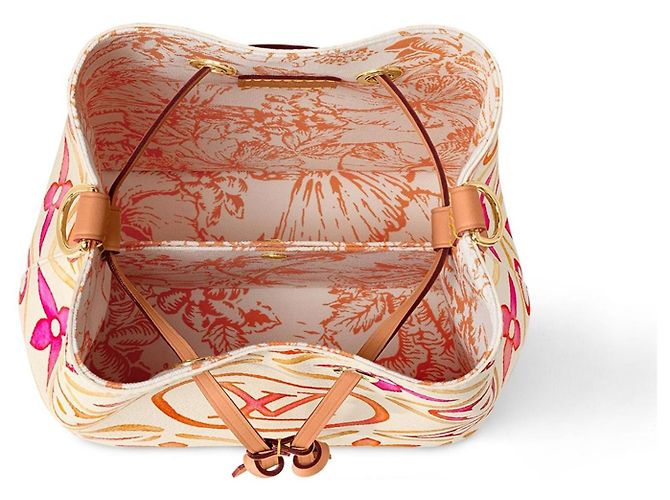 Borsa Louis Vuitton Néonoé BB By the pool Marrone Rosa Bianco Arancione - vista 2