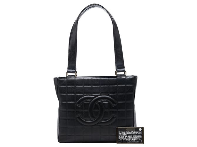 Borsa Tote Chanel Coco Mark Chocolate Bar Nero - vista 11