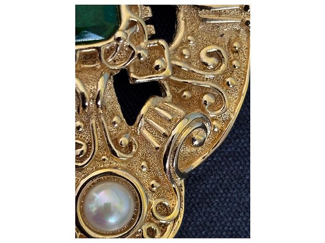 Collana Christian Dior Ornata con Pietre e Perle Rosso Blu D'oro Verde - vista 7