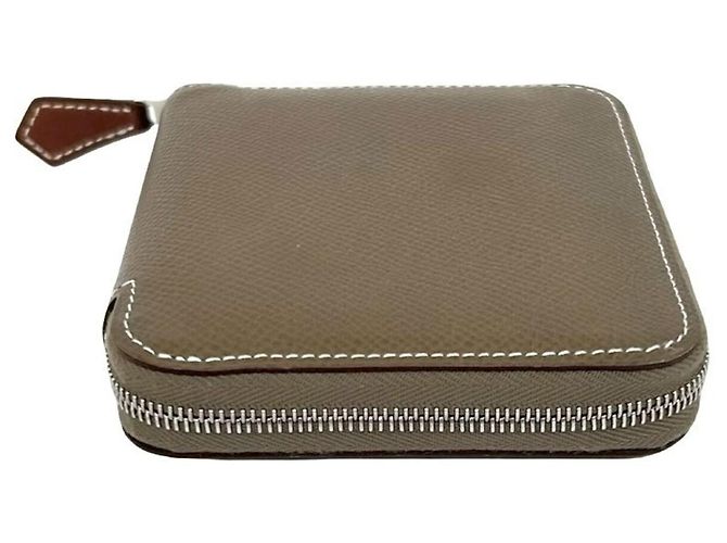 Tarjetero de seda y cuero Epsom Azap de Hermès Castaño - vista 4