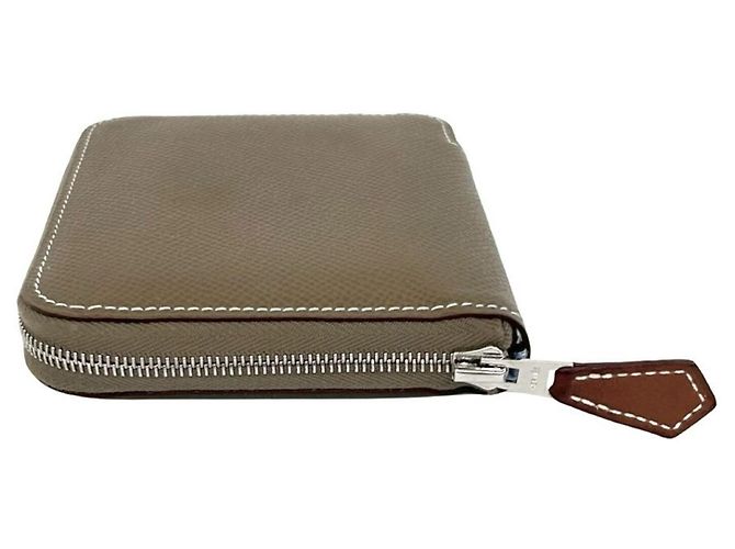 Tarjetero de seda y cuero Epsom Azap de Hermès Castaño - vista 5