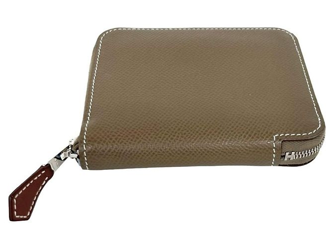 Tarjetero de seda y cuero Epsom Azap de Hermès Castaño - vista 6