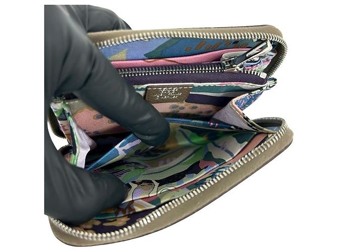 Tarjetero de seda y cuero Epsom Azap de Hermès Castaño - vista 9