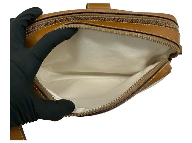 Céline Celine Vintage Logo Schultertasche Braun Weiß - Ansicht 10