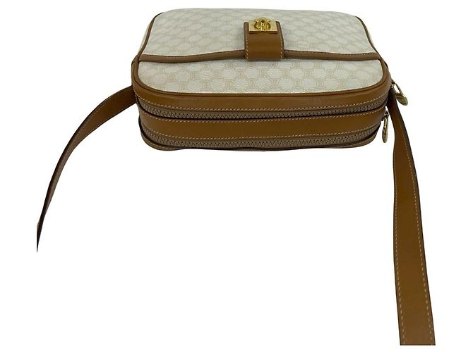 Céline Celine Vintage Logo Schultertasche Braun Weiß - Ansicht 4