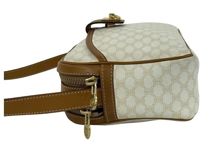 Céline Celine Vintage Logo Schultertasche Braun Weiß - Ansicht 5
