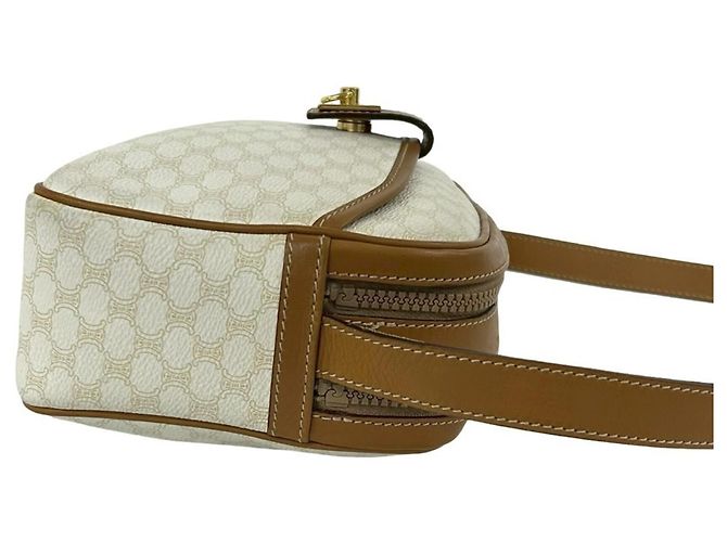 Céline Celine Vintage Logo Schultertasche Braun Weiß - Ansicht 6