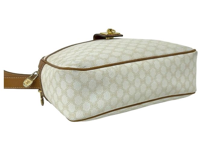 Céline Celine Vintage Logo Schultertasche Braun Weiß - Ansicht 7