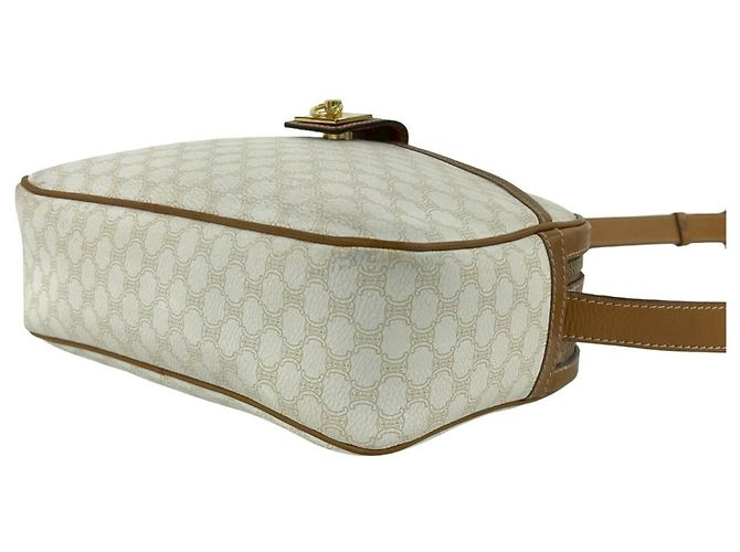 Céline Celine Vintage Logo Schultertasche Braun Weiß - Ansicht 8