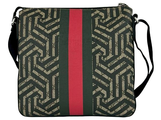 Borsa a tracolla GUCCI GG Kaleido Bee Web Line Sherry Supreme Nero Rosso Verde - vista 3