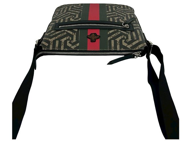 Borsa a tracolla GUCCI GG Kaleido Bee Web Line Sherry Supreme Nero Rosso Verde - vista 4