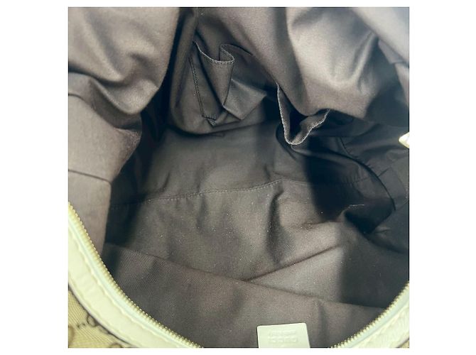 Borsa Boston Gucci con motivo GG e ferramenta a ferro di cavallo Marrone Bianco - vista 9