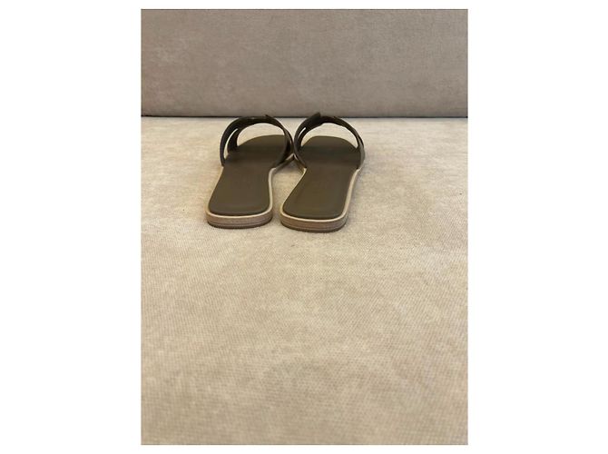 Hermès Sandali Oran in pelle Étoupe Marrone - vista 4