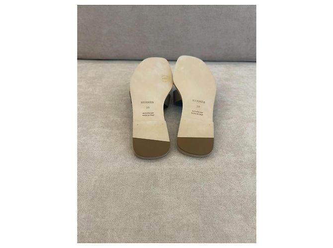 Hermès Sandali Oran in pelle Étoupe Marrone - vista 5
