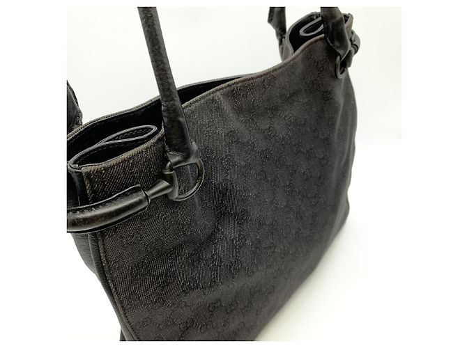 Borsa Tote Gucci GG Canvas nera Nero - vista 2