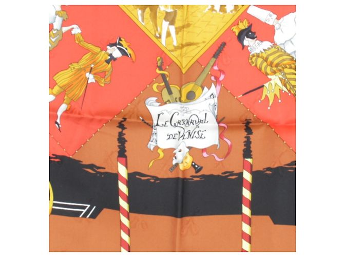 Hermès Sciarpa in seta Hermes Carre 90 Venice Carnival Rosso - vista 2