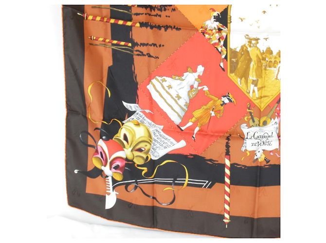 Hermès Sciarpa in seta Hermes Carre 90 Venice Carnival Rosso - vista 6