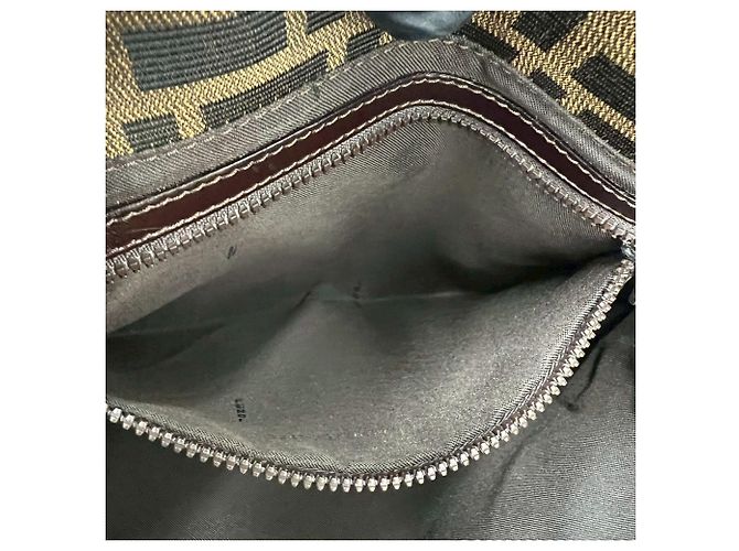 FENDI Vintage Zucca FF Pattern Canvas Leather Tote Bag Braun Schwarz - Ansicht 10