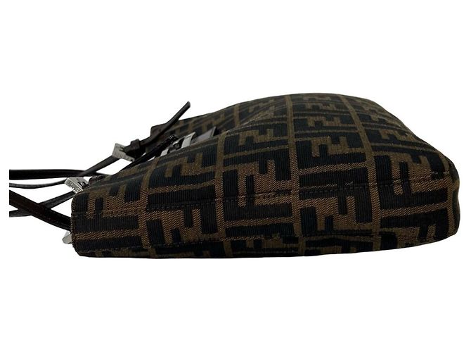 FENDI Vintage Zucca FF Pattern Canvas Leather Tote Bag Braun Schwarz - Ansicht 5