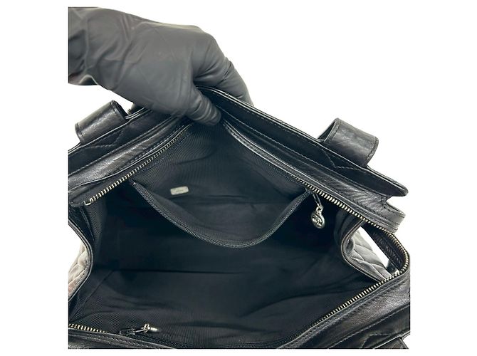 Chanel Matelassé Lammfell Semi-Shoulder Tote Bag Schwarz - Ansicht 10