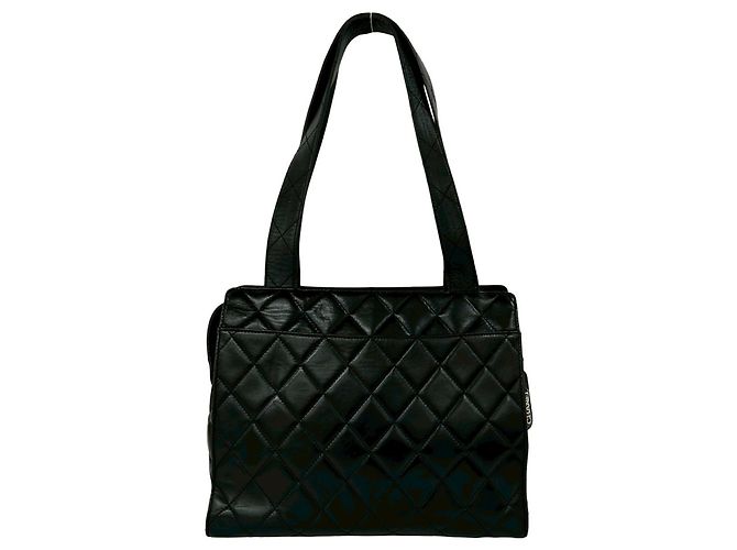 Chanel Matelassé Lammfell Semi-Shoulder Tote Bag Schwarz - Ansicht 3