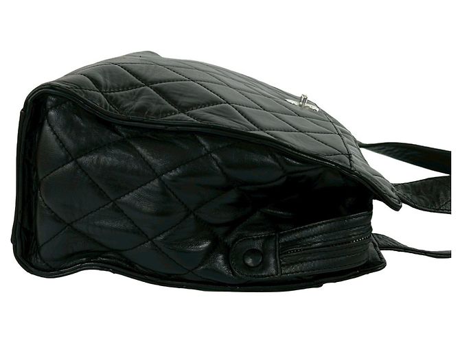 Chanel Matelassé Lammfell Semi-Shoulder Tote Bag Schwarz - Ansicht 6