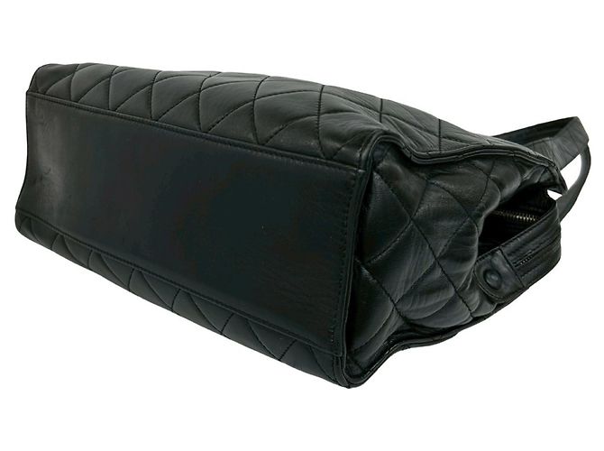 Chanel Matelassé Lammfell Semi-Shoulder Tote Bag Schwarz - Ansicht 8