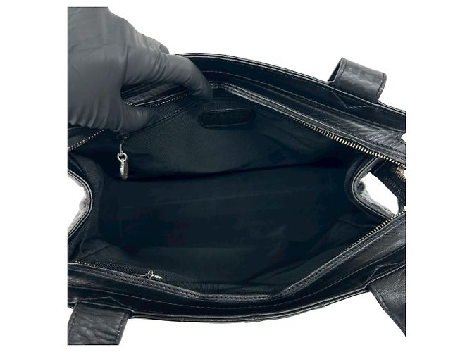Chanel Matelassé Lammfell Semi-Shoulder Tote Bag Schwarz - Ansicht 9