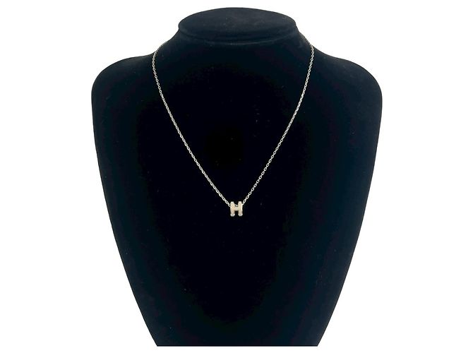 Hermès Collar HERMES Mini Pop H Plata Beige - vista 2