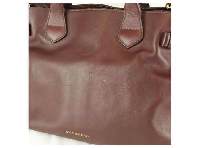 Sac Tote Burberry em couro e lona marrom - vista 13