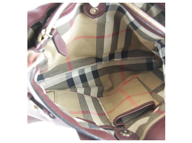 Sac Tote Burberry em couro e lona marrom - vista 17