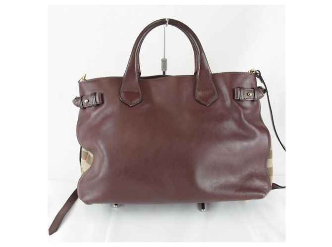 Sac Tote Burberry em couro e lona marrom - vista 2