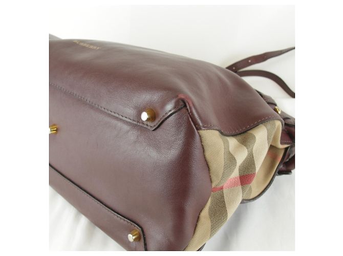 Sac Tote Burberry em couro e lona marrom - vista 5